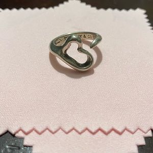 TIFFANY & CO "Elsa Peretti": Sterling Silver, "Open Heart" Ring